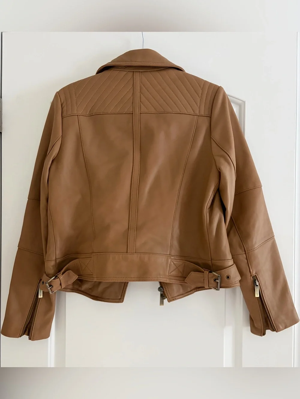 Michael Kors Caramel Brown Leather Moto Jacket